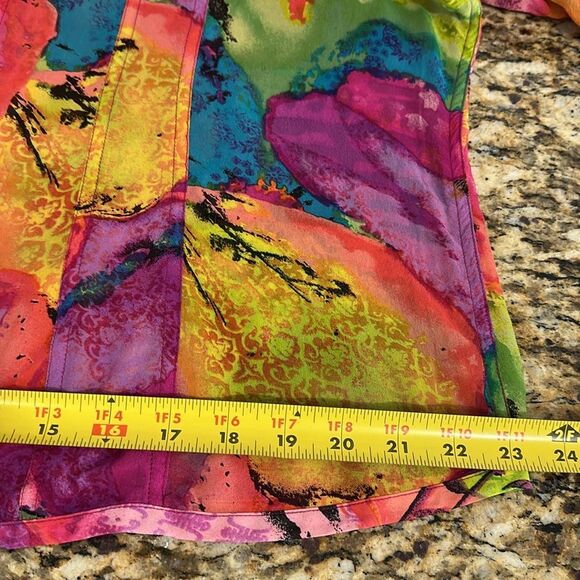 Chico's Silk Vibrant Abstract Print Button Down Shirt Size XL - Picture 8 of 9